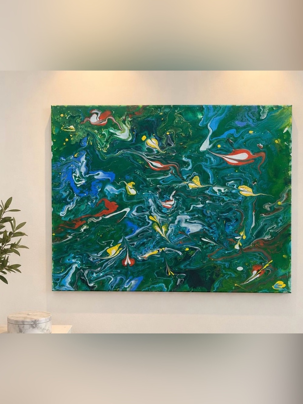 Hand Painted by me 16”x 20” Light Canvas Art Abstract Acrylic Painting - Picture 3 of 4